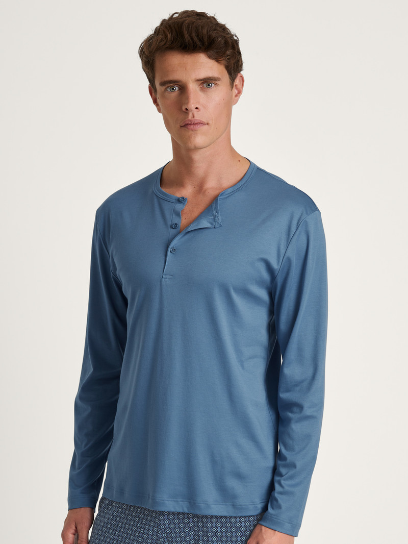 Calida Rmx Sleep Free Shirt Long Sleeve Nachtwäsche Herren Blau | 28146-KYTI