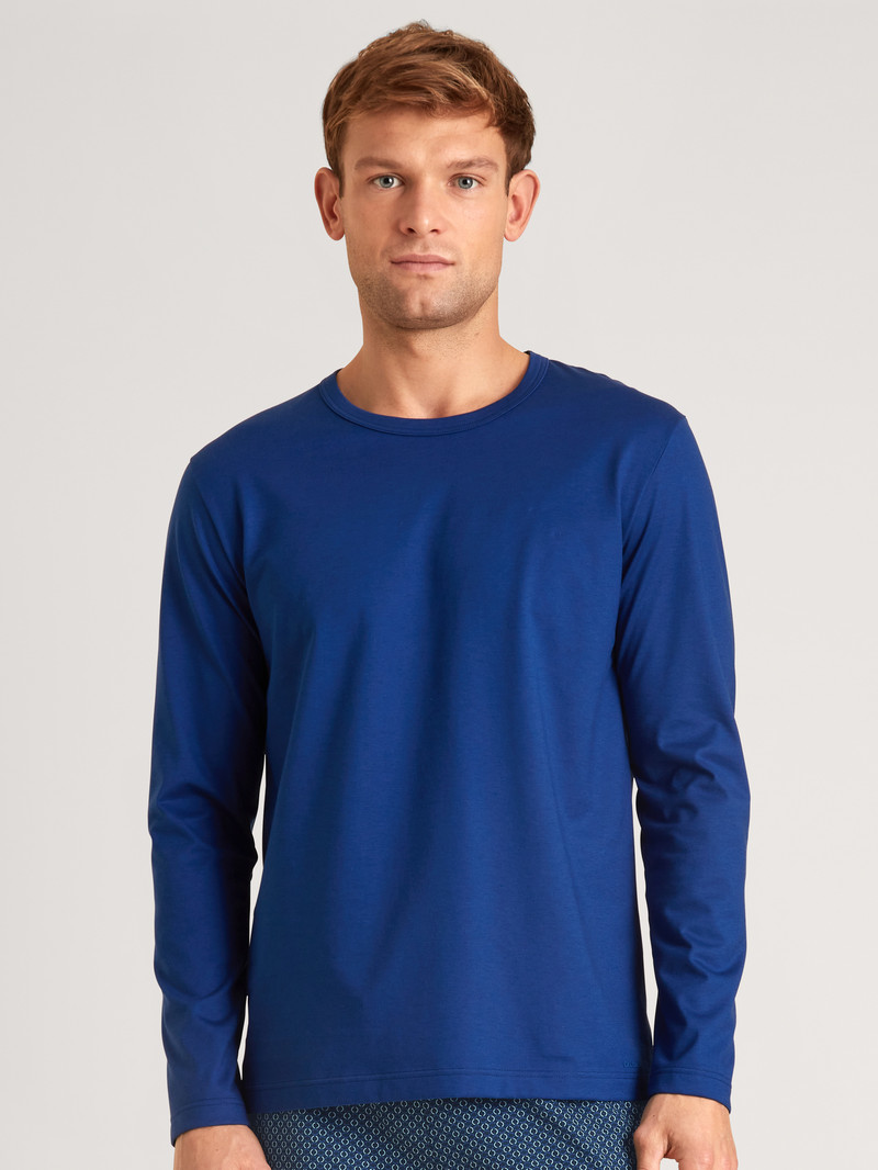 Calida Rmx Sleep Holiday Shirt Long Sleeve Nachtwäsche Herren Blau | 45367-FZNE