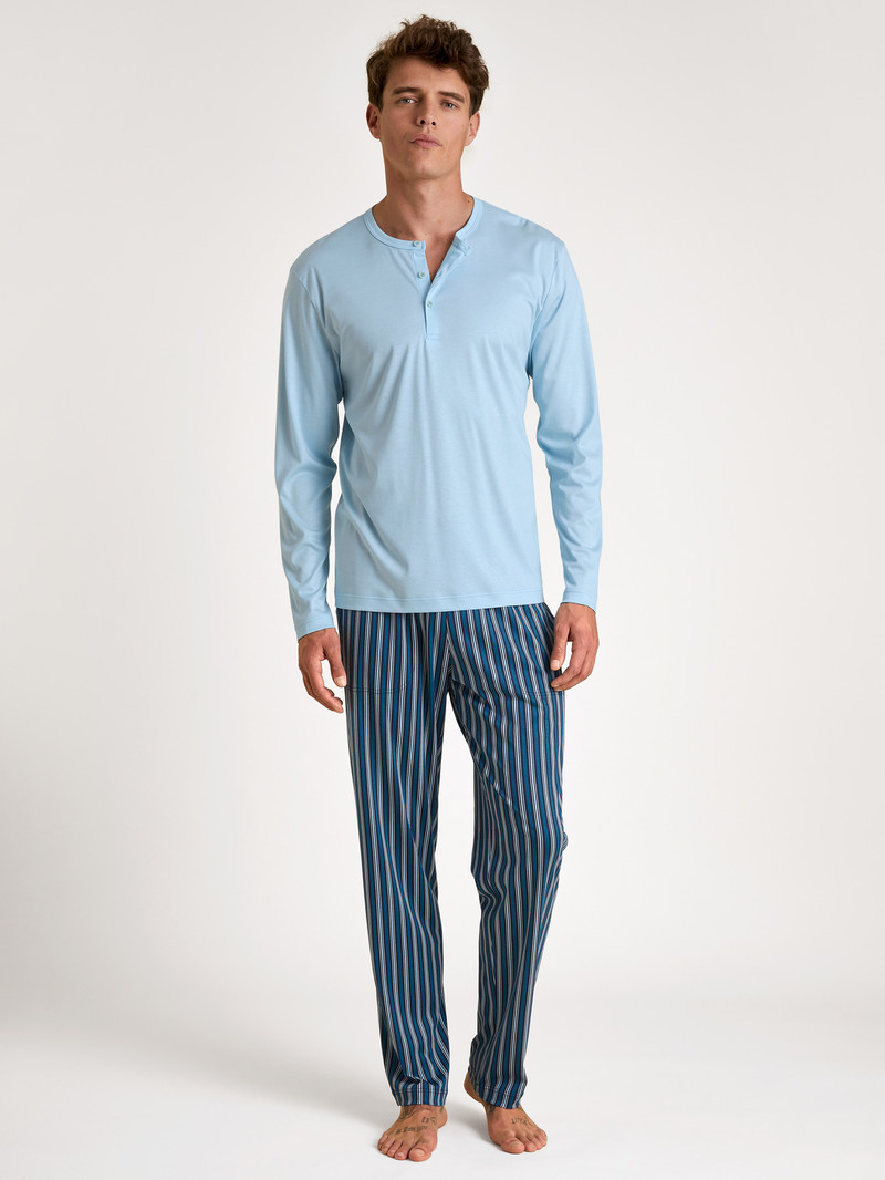 Calida Rmx Sleep Leisure Shirt Long Sleeve Loungewear Herren Blau | 90187-SQAI