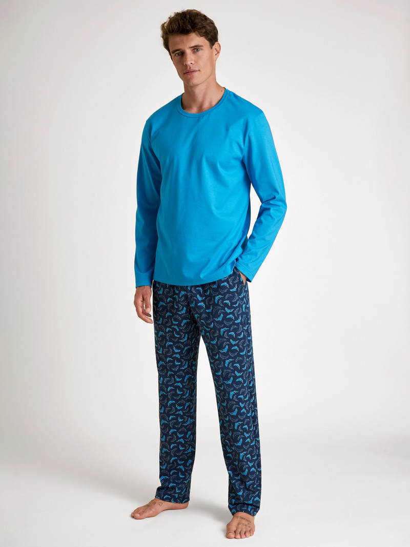 Calida Rmx Sleep Leisure Shirt Long Sleeve Loungewear Herren Blau | 09746-TJCP