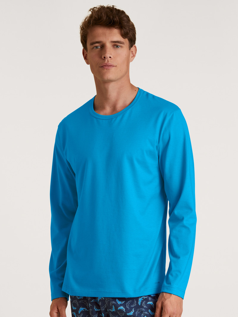 Calida Rmx Sleep Leisure Shirt Long Sleeve Loungewear Herren Blau | 09746-TJCP