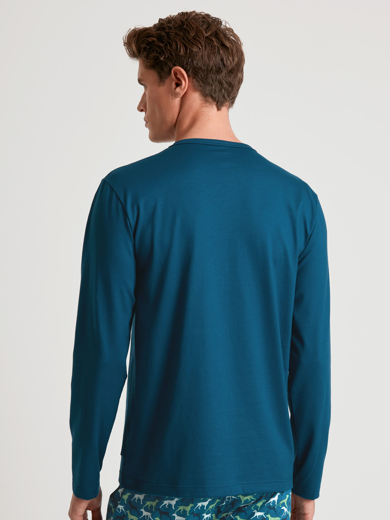 Calida Rmx Sleep Weekend Shirt Long Sleeve Nachtwäsche Herren Blau | 81726-MSIU