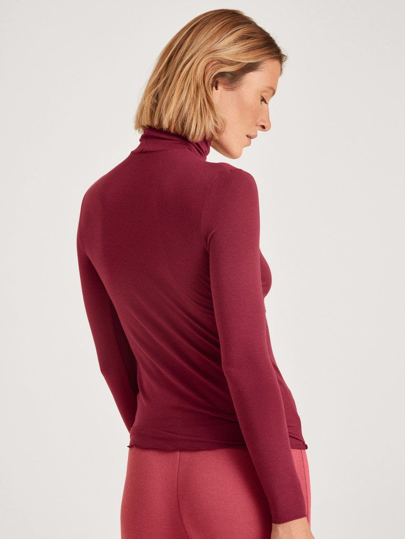 Calida Second Skin Shirt Long-sleeve Loungewear Damen Rot | 41859-BOLP