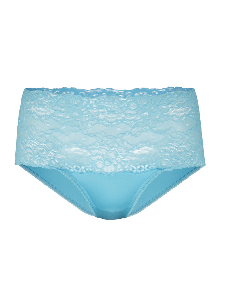 Calida Sensual Secrets High-waisted Briefs With Lace Waistband Unterwäsche Damen Blau | 37410-QPJD