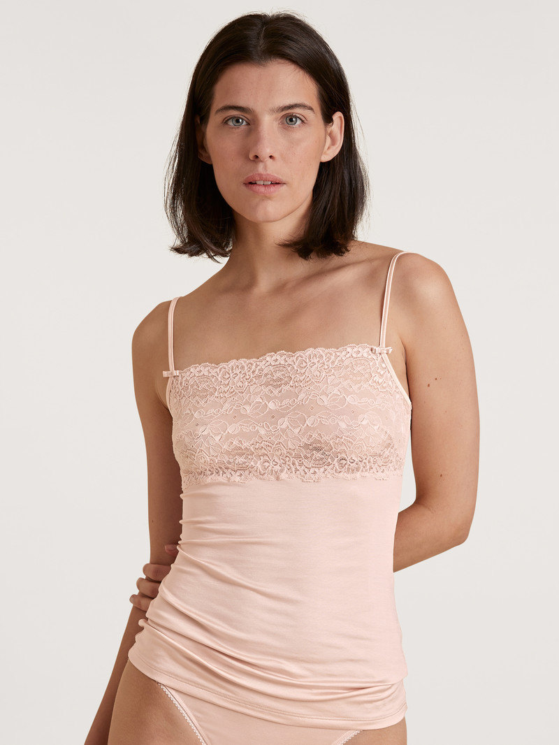 Calida Sensual Secrets Spaghetti Strap Top With Lace Unterwäsche Damen Rosa | 81679-YHTG