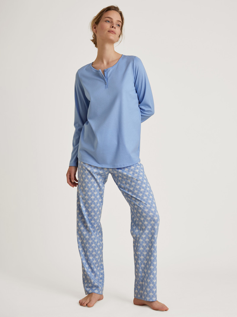 Calida Shell Nights Pyjama Nachtwäsche Damen Blau | 27391-RFSB