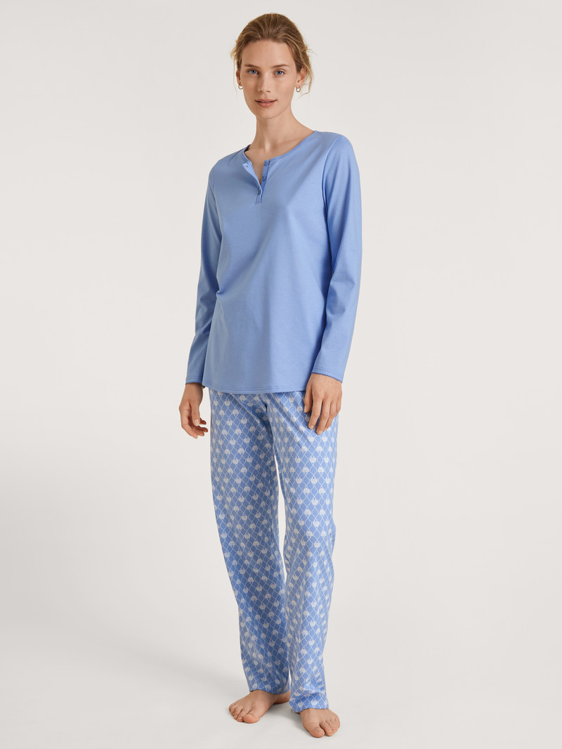 Calida Shell Nights Pyjama Nachtwäsche Damen Blau | 27391-RFSB