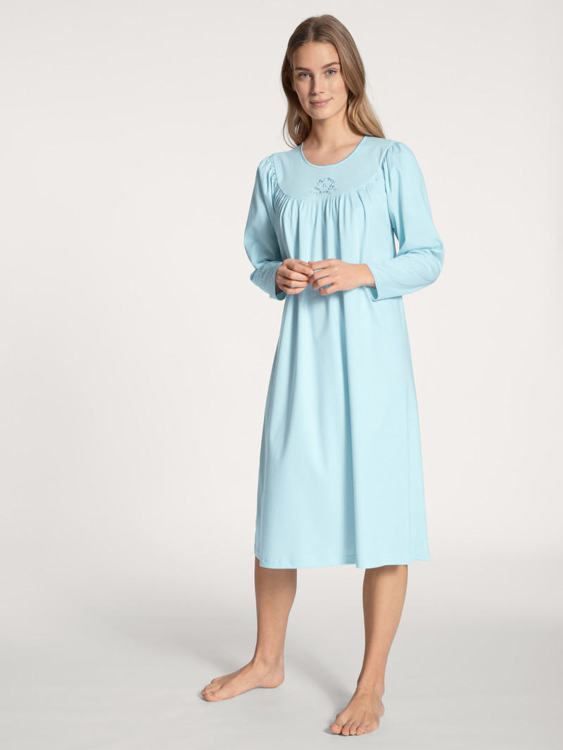 Calida Soft Cotton Nightdress, Length 110 Cm Nachtwäsche Damen Hellblau | 12608-CGMO