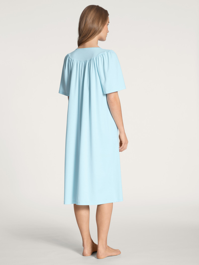 Calida Soft Cotton Nightdress, Length 110cm Nachtwäsche Damen Hellblau | 38197-KXWV