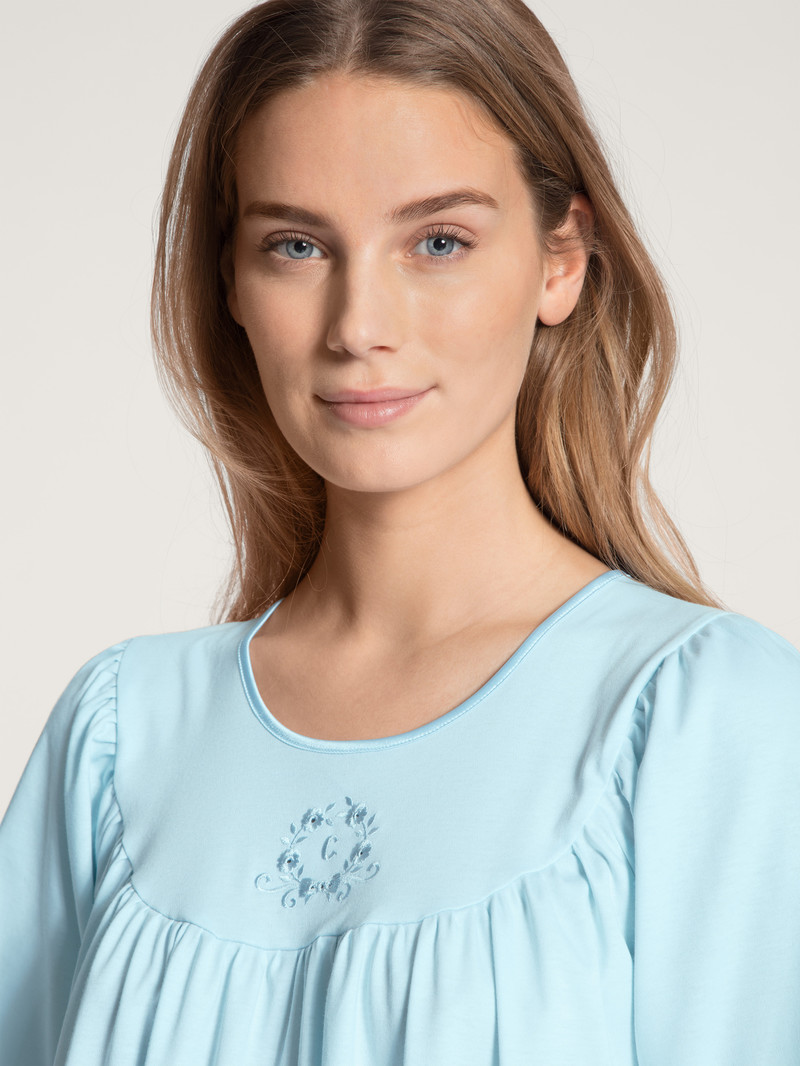 Calida Soft Cotton Nightdress, Length 110cm Nachtwäsche Damen Hellblau | 38197-KXWV