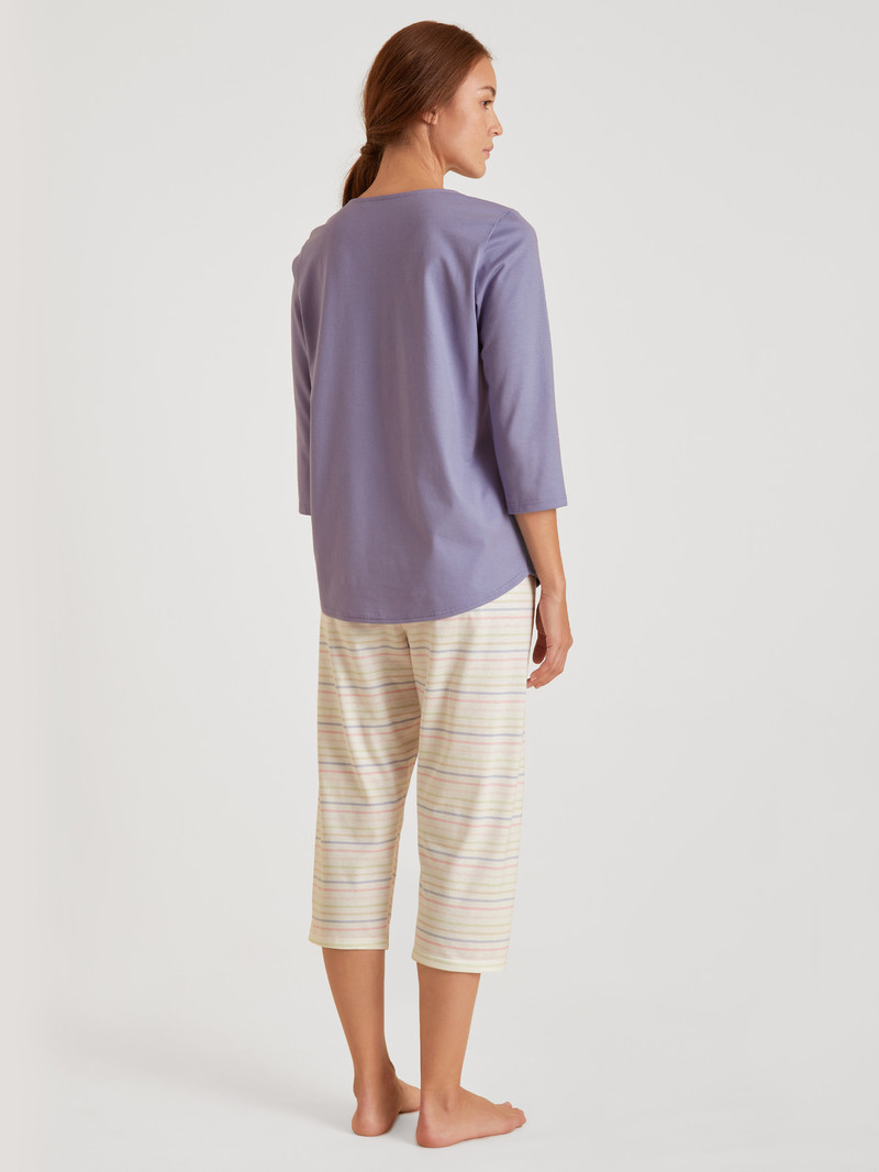 Calida Special 3/4 Pyjama Nachtwäsche Damen Blau | 67512-IDHR