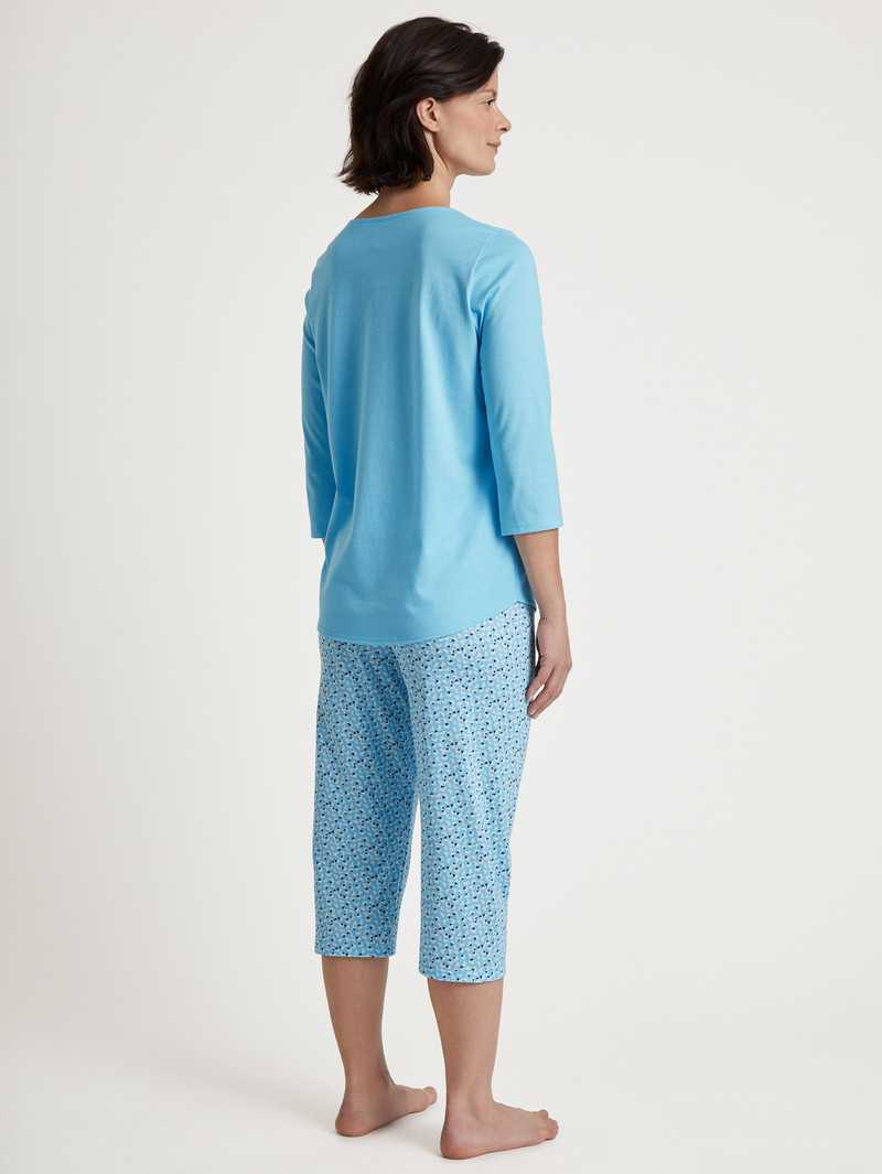 Calida Special 3/4 Pyjama Nachtwäsche Damen Blau | 07965-HCPV