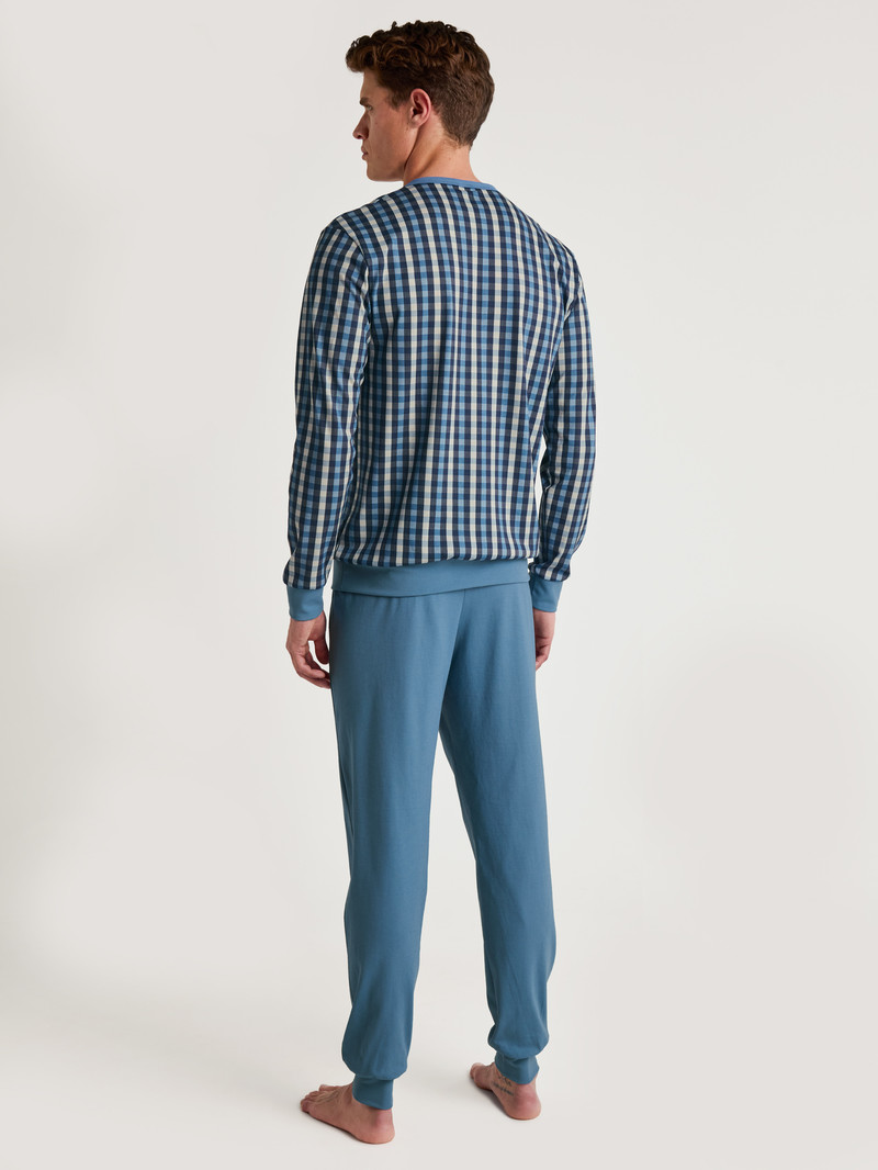 Calida Special Pyjama With Cuff Nachtwäsche Herren Blau | 67894-LQRG