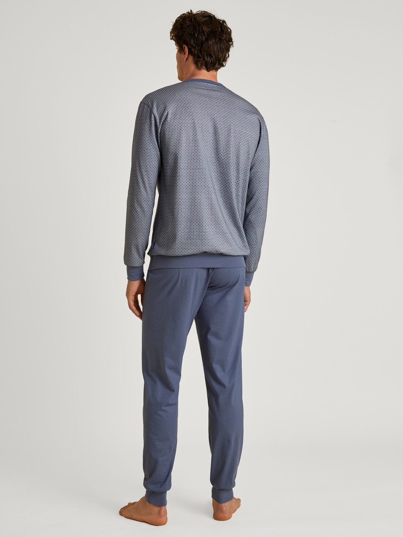 Calida Special Pyjama With Cuff Nachtwäsche Herren Indigo | 91437-DFVY