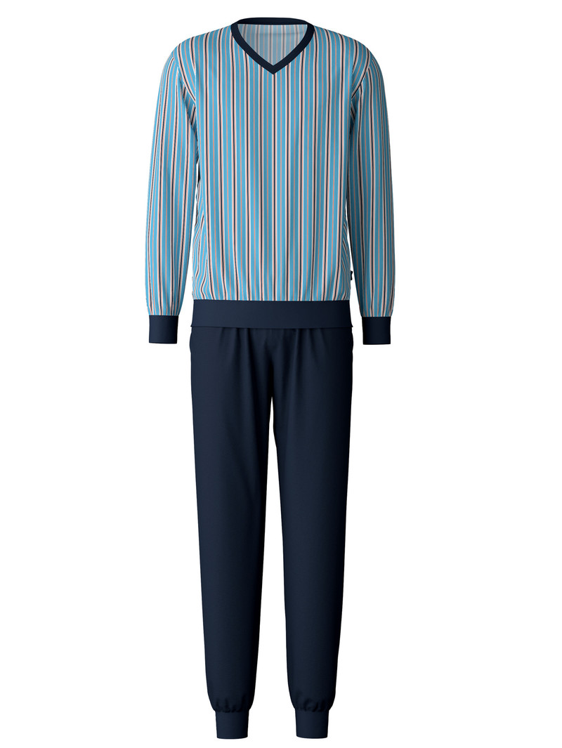 Calida Special Pyjama With Cuff Nachtwäsche Herren Blau | 90781-RXTI