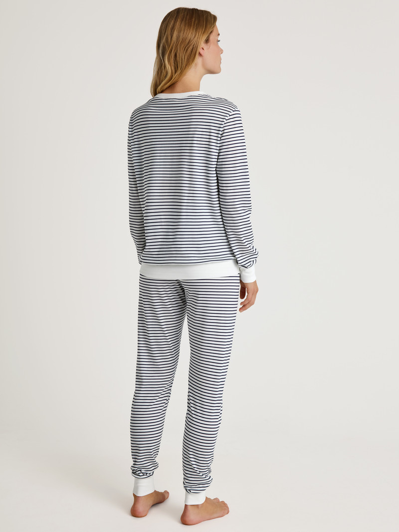 Calida Special Pyjama With Cuff Nachtwäsche Damen Blau | 64089-EZHN