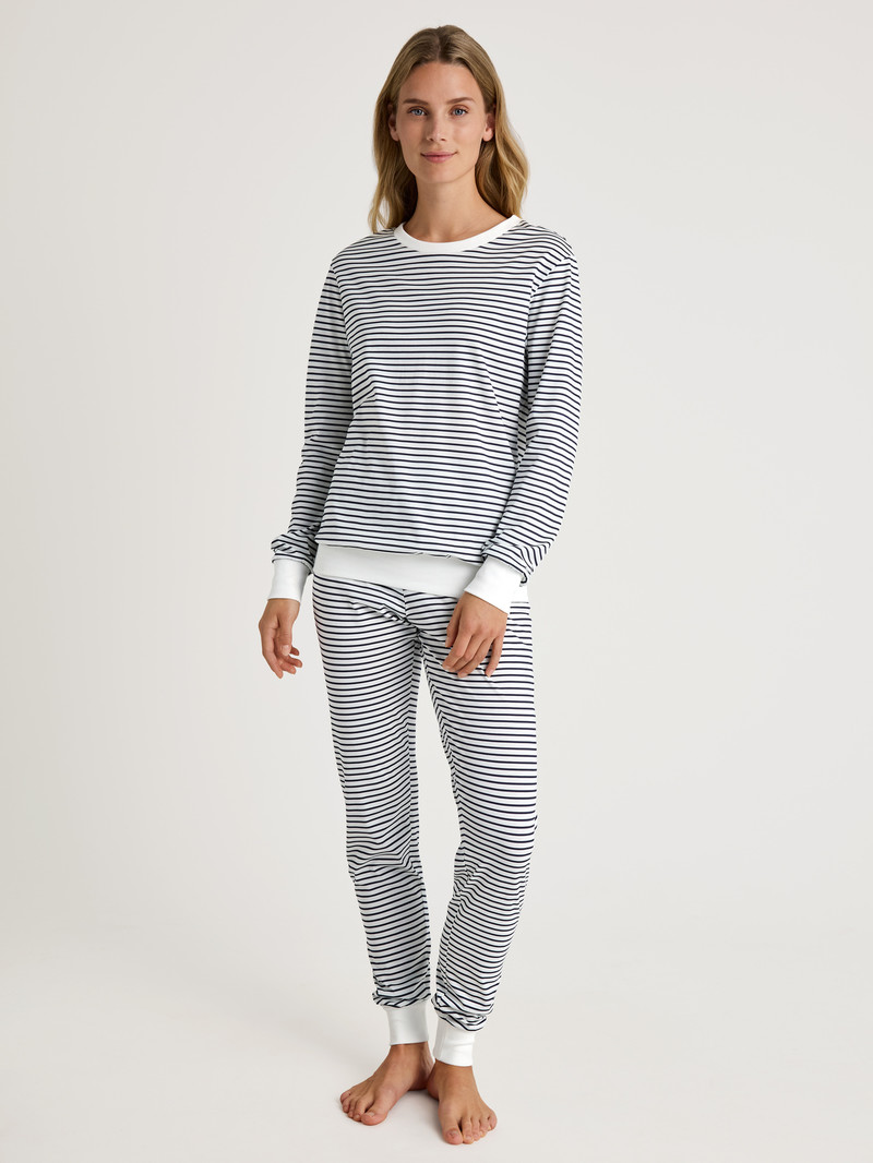 Calida Special Pyjama With Cuff Nachtwäsche Damen Blau | 64089-EZHN