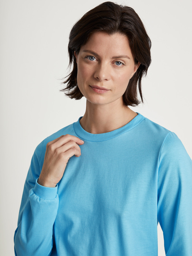 Calida Special Pyjama With Cuff Nachtwäsche Damen Blau | 87401-OXZI