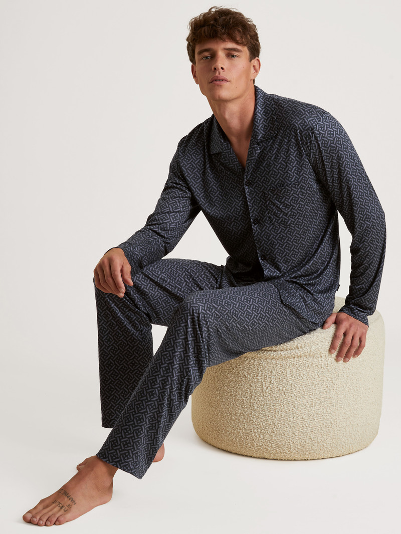 Calida Special Pyjamas Made Of Tencel™, Modal And Silk Nachtwäsche Herren Schwarz | 46983-QCOY