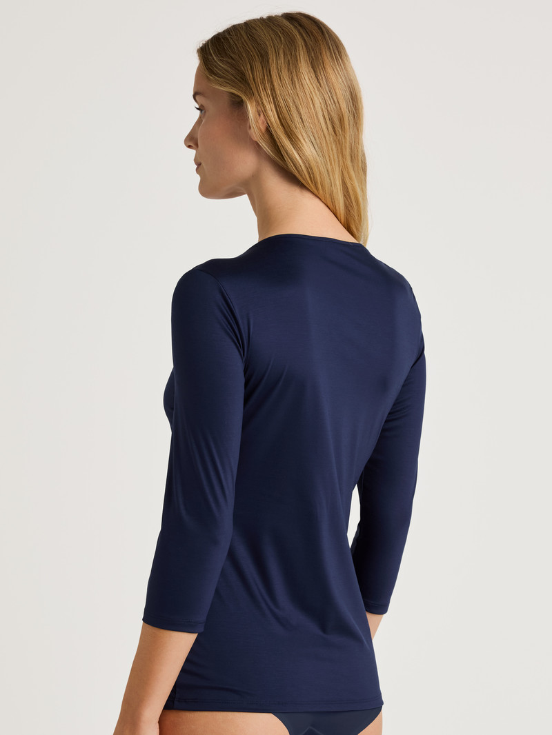 Calida Special Shirt 3/4 Sleeve Unterwäsche Damen Blau | 19670-TEFQ