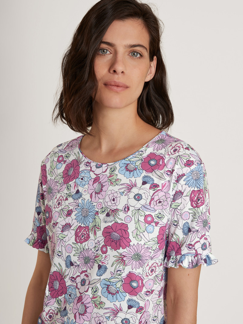 Calida Spring Flower Dreams Sleepshirt, Length 95cm Nachtwäsche Damen Rot | 29864-INEZ