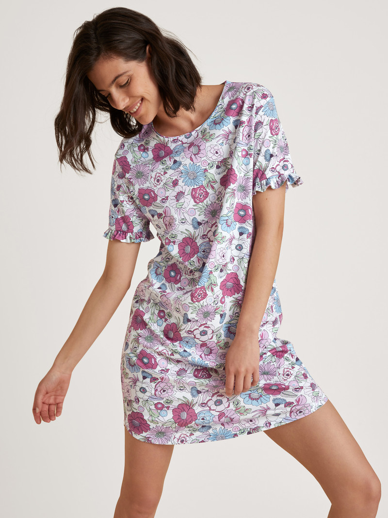 Calida Spring Flower Dreams Sleepshirt, Length 95cm Nachtwäsche Damen Rot | 29864-INEZ