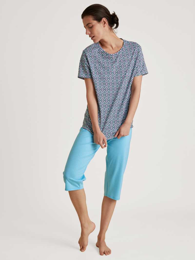 Calida Spring Nights 3/4 Pyjamas Nachtwäsche Damen Blau | 63180-XPSL