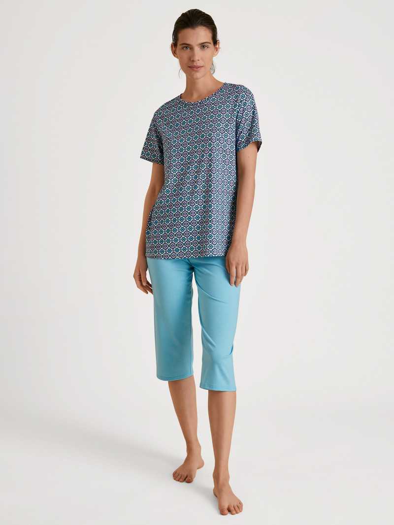 Calida Spring Nights 3/4 Pyjamas Nachtwäsche Damen Blau | 63180-XPSL