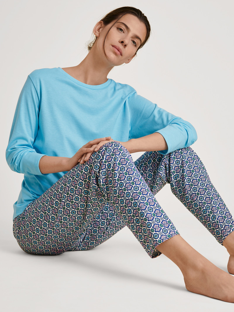 Calida Spring Nights Pyjama Nachtwäsche Damen Blau | 92135-QFNK