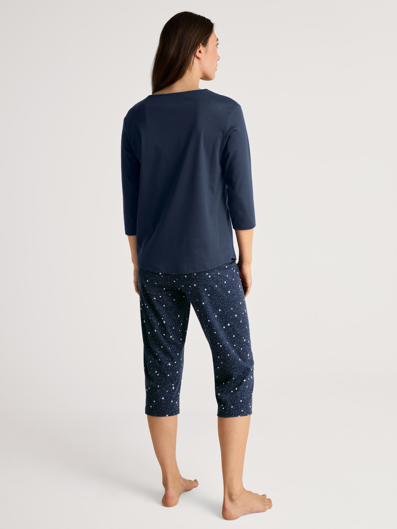 Calida Sweet Dreams 3/4 Pyjama Nachtwäsche Damen Blau | 32571-ZNTC