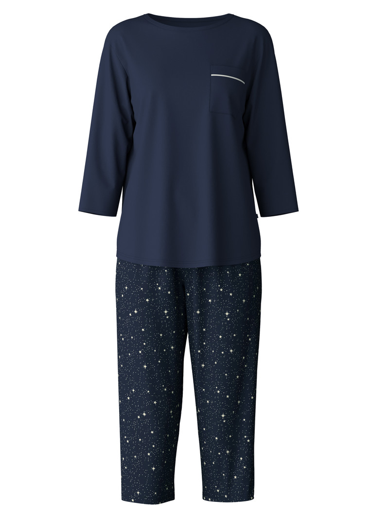 Calida Sweet Dreams 3/4 Pyjama Nachtwäsche Damen Blau | 32571-ZNTC