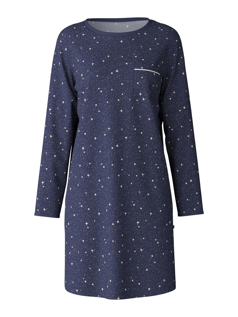 Calida Sweet Dreams Long-sleeved Nightdress, Length 95 Cm Nachtwäsche Damen Blau | 49683-ELTW