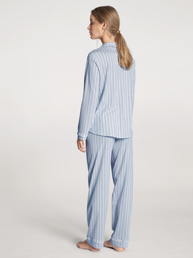 Calida Sweet Dreams Pyjama Buttoned Nachtwäsche Damen Blau | 56948-BXVN