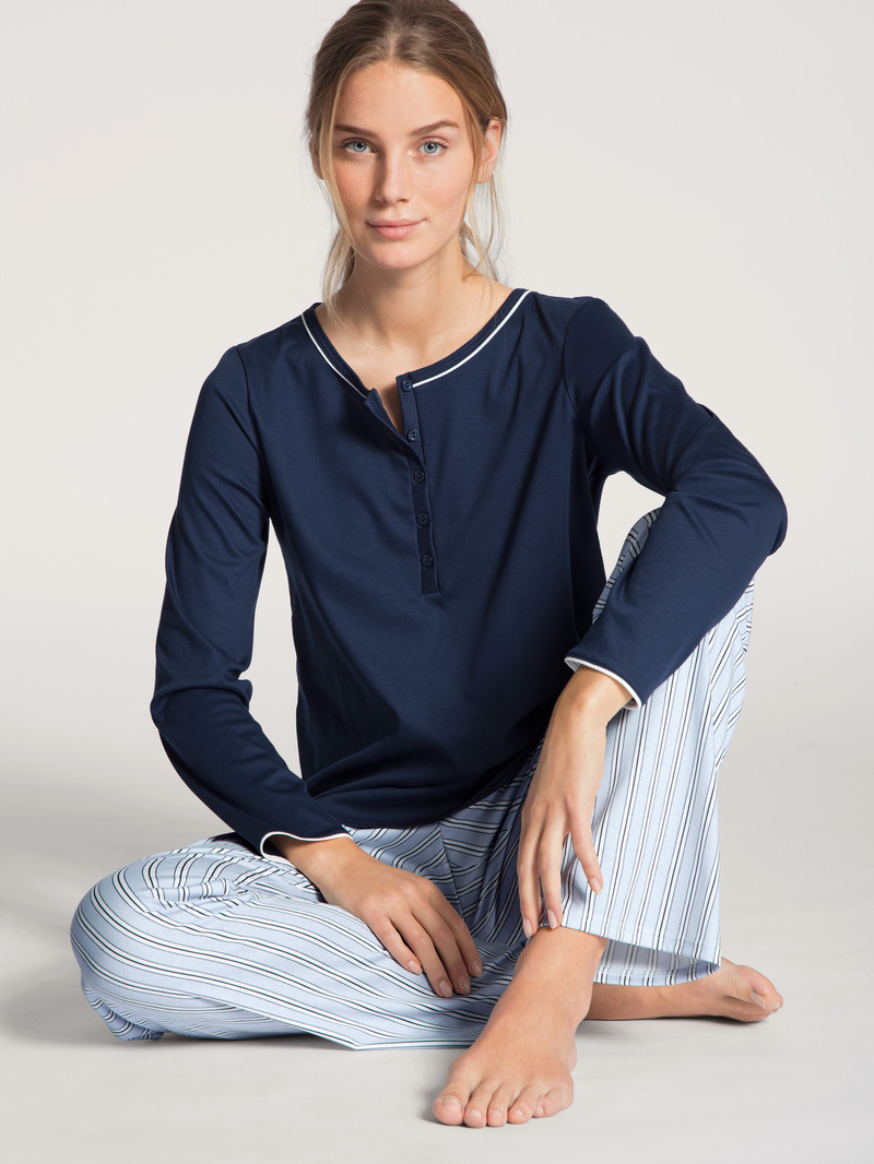 Calida Sweet Dreams Pyjama Nachtwäsche Damen Blau | 89732-BHVW