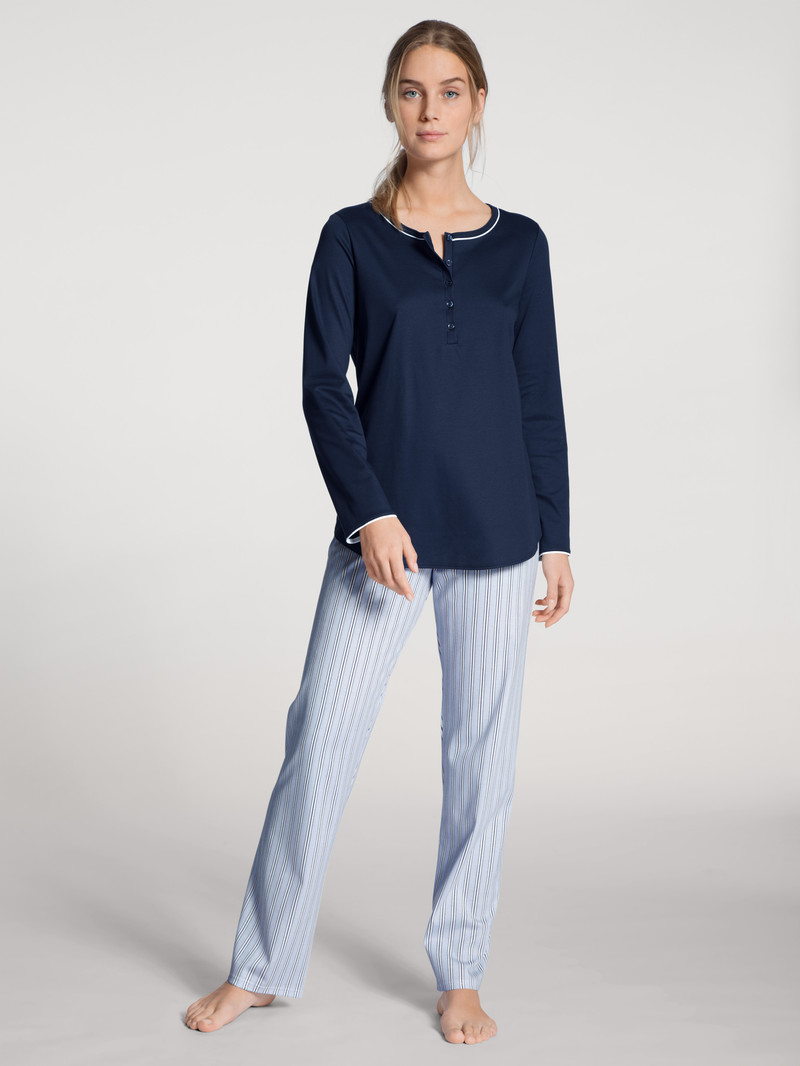 Calida Sweet Dreams Pyjama Nachtwäsche Damen Blau | 89732-BHVW