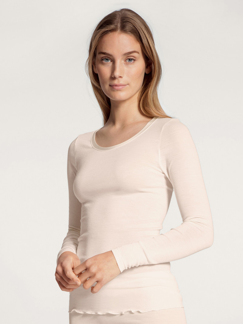 Calida True Confidence Shirt Long Sleeve Unterwäsche Damen Hell | 45290-TDVJ