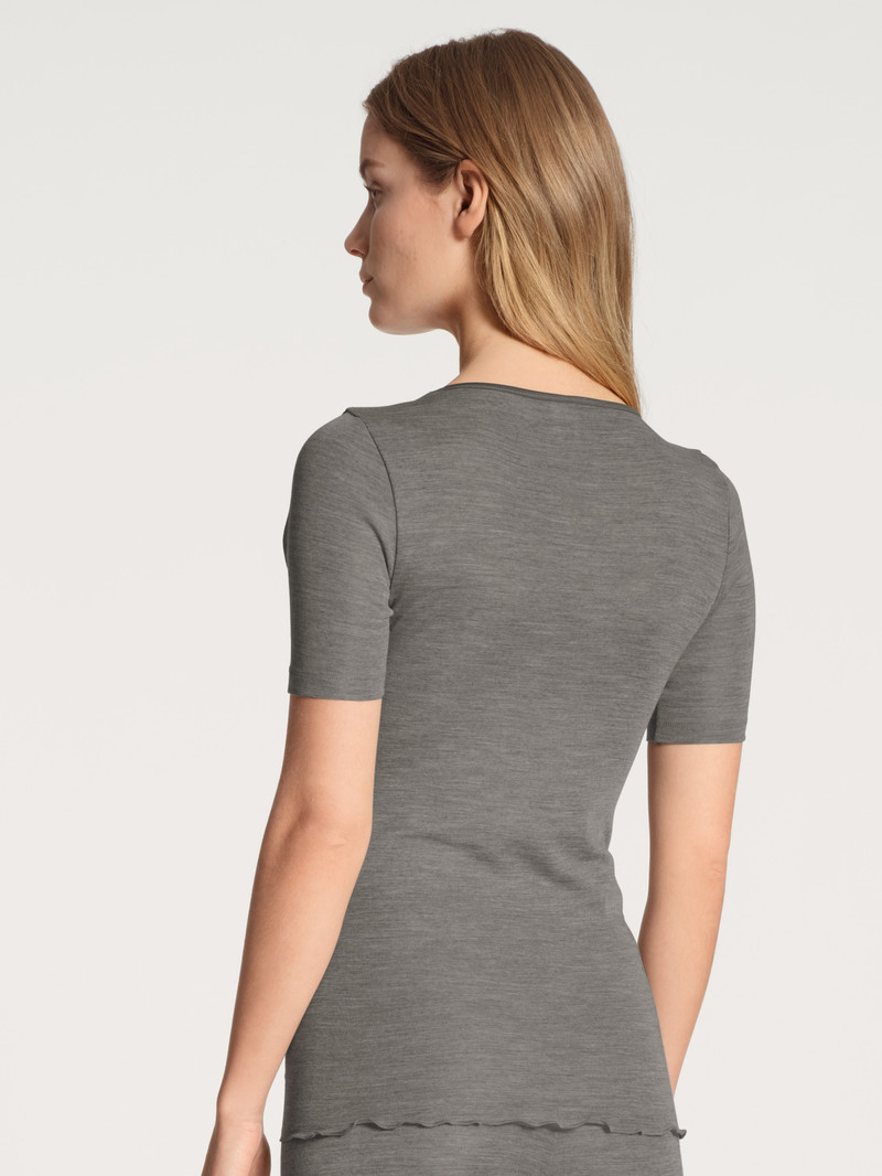 Calida True Confidence Shirt Short Sleeve Unterwäsche Damen Platin Melé_ | 96172-QHEK