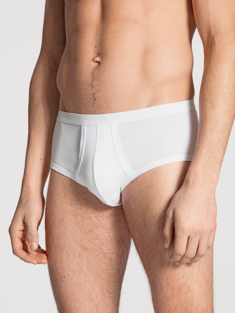 Calida Twisted Cotton Classic Brief With Fly Unterwäsche Herren Weiss | 36052-YTXM