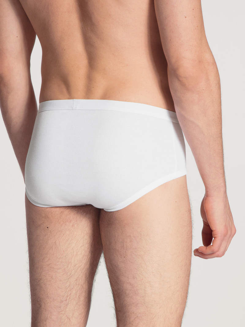 Calida Twisted Cotton Classic Brief With Fly Unterwäsche Herren Weiss | 36052-YTXM