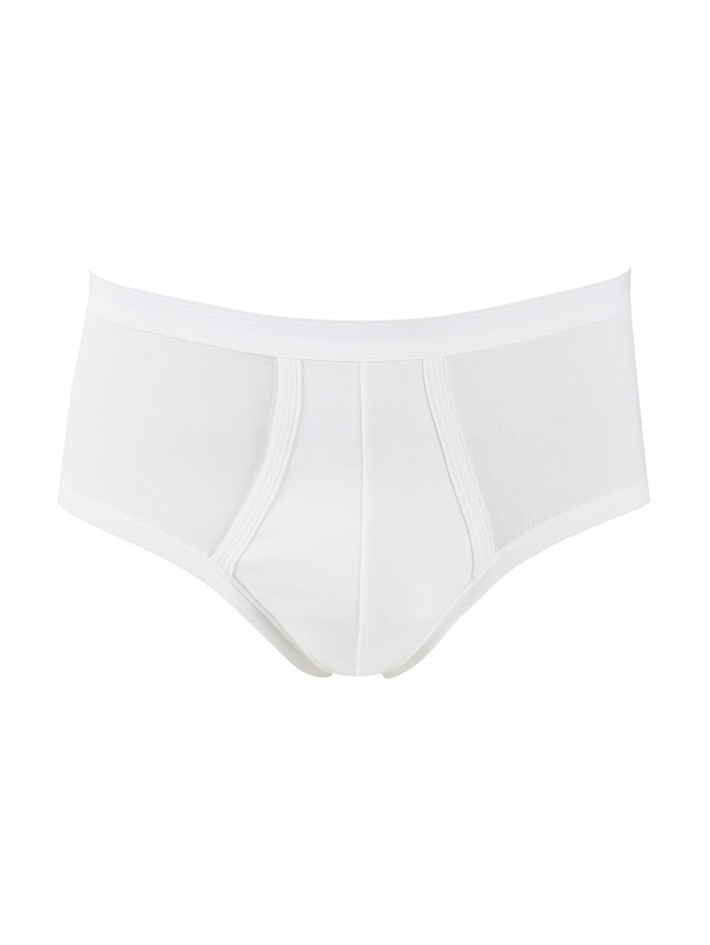 Calida Twisted Cotton Classic Brief With Fly Unterwäsche Herren Weiss | 36052-YTXM